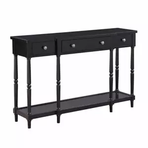 Convenience Concepts Wood Console Table Standard Rectangle Black 3-Drawer, Shelf - Picture 1 of 3