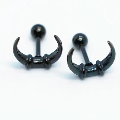 2-6 Piezas Acero Inoxidable Moda Media Luna Cuerno Bola Pendientes Piercing Foto 1 de 4
