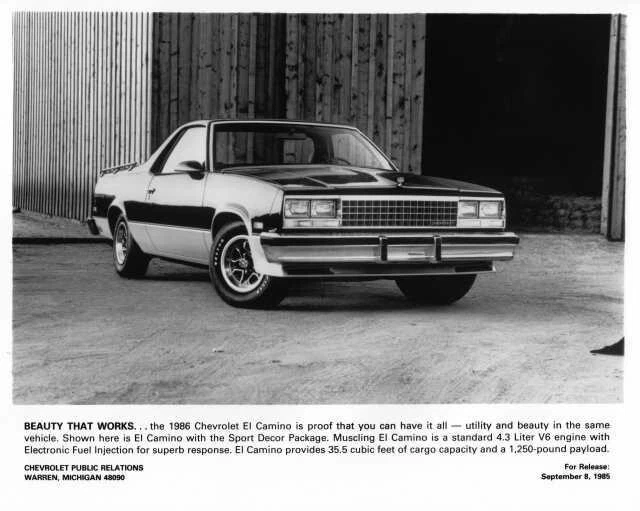 1986 Chevrolet El Camino Press Photo 0098 - Image 1 of 1