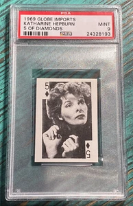KATHARINE HEPBURN 1969 Globe Imports 5 of Diamonds PSA 9 MINT Pop 6 (No 10s) - Picture 1 of 2