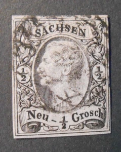 DEUTSCHLAND GERMANY ,Sachsen SACHSEN 1855 "Bildnis Friedrich Sin" 1/2Ngr Mi.8 GEBRAUCHT - Bild 1 von 2