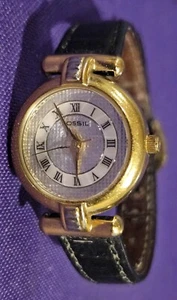 Fossil PC-9275 Watch Prism Crystal Gold Case Dial **Untested As-Is Read** - Picture 1 of 13