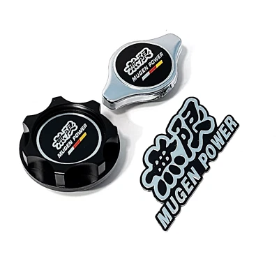 BLACK ENGINE OIL CAP + RADIATOR CAP FOR Acura Honda B16A B17A1 B18A1 B18B1 JDM - Image 1 of 4
