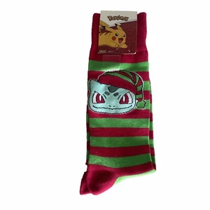 POKEMON Bulbasaur Pikachu Character Novelty Christmas Socks Size 7-11 - Picture 1 of 6
