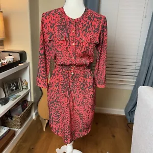 Yoana Baraschi Red and Black Patterned Shirtdress with Belt and Pockets Sz 0 - Picture 1 of 10