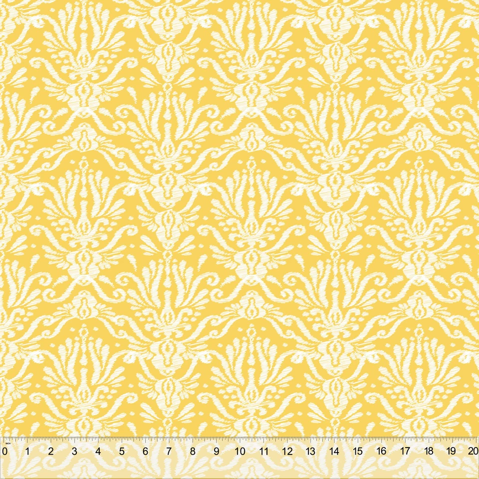 Yellow Keyhole Damask- Home Decor Fabric Polyester 62" W Sold by the Yard - Image 1 of 1