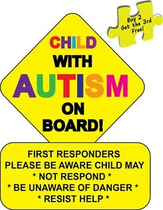 Child With Autism Alert First Responders Decal Sticker 3.25" x 4.25" p69 - Picture 1 of 1