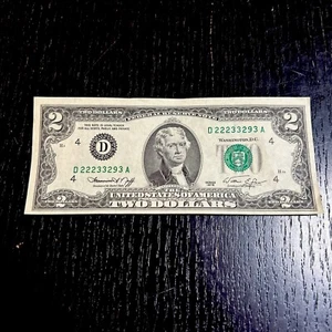 1976 US $2 Bill with Offset Border US $2.00 Bicentennial Lower Thin Border Error - Picture 1 of 23