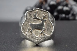OLD CAR EXCLUSIVE ! Vtg russian SILVER 875 VOLGA detail jewelry emblem GAZ Deer - Picture 1 of 19