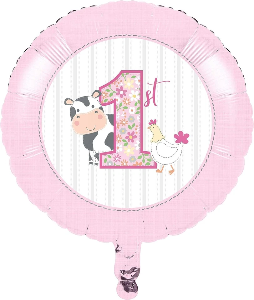 Farmhouse Barnyard Animal 1st Birthday Party Decoration 18" Mylar Balloon GIRL - Image 1 of 1