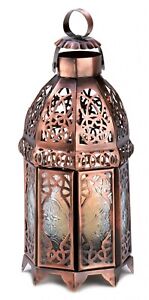 HOME LIGHTING DECOR COPPER-COLORED MOROCCAN STYLE HANGING CANDLE LANTERN