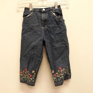 NickelodeonDora the Explorer Jeans Blue Pants Flowers Girls Size 5 Pocket/zipper - Picture 1 of 8