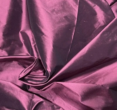 Fuchsia Black Iridescent 100% Silk Dupioni Fabric 54” Wide Sold By The Yard - Image 1 of 2
