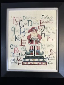 Counted Cross Stitch Santa Alphabet by Janlynn Complete. Framed 16" x 13.5" - Picture 1 of 10