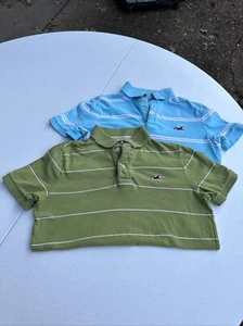 2 Adult XS Blue Strip Green Strip & Gray Hollister  Short Sleeve Polo - Picture 1 of 10