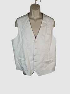 Perry Ellis Men's White Linen Blend Solid Suit Vest Size M - Picture 1 of 3