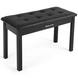 ♬Mustar Piano Stool Wooden Piano Bench With Storage Padded Keyboard Seat Black - Picture 1 of 11