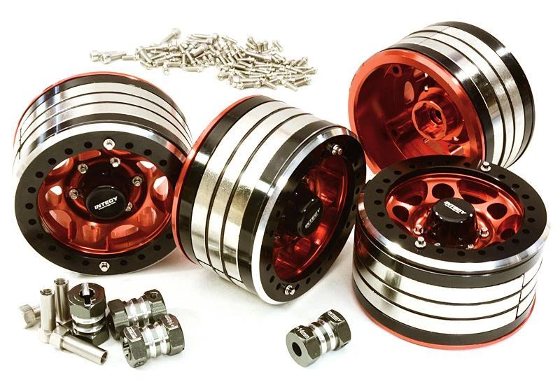 2.2x1.5-in. Machined High Mass Wheel (4) w/14mm Offset Hubs for 1/10 Crawler - Image 1 of 1