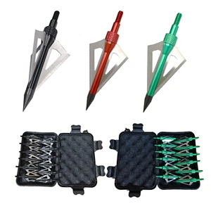 12Pcs Hunting Broadheads 125 Gr 3 Blade Compound Bow Crossbow Arrow Tips Box Set - Picture 1 of 28