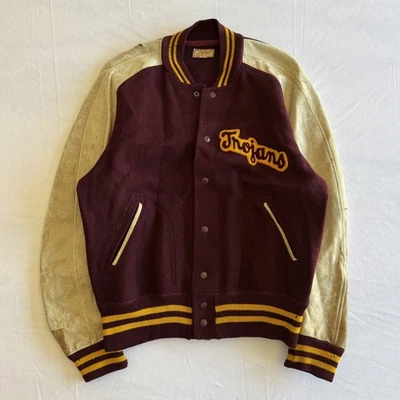 Chaqueta Letterman Universitaria Vintage Años 40-50 H L Whiting Co USC Trojans Talla 46 Foto 1 de 4