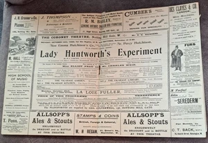 1900 Coronet Theater Programm Lady Huntworths Experiment Loie Fuller nächste Woche - Bild 1 von 7