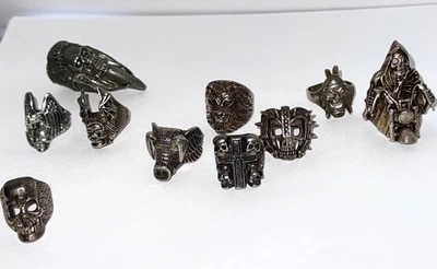 G & S Lot of Biker Ring, Ten, Different, 1980s, Collection - Image 1 of 4