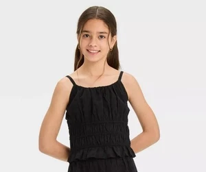 NEW Girls Sz Medium (8) Black Lined Eyelet Cotton Sleeveless Top ART CLASS - Picture 1 of 2