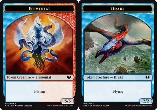 MTG 10 Drake // Elemental (Multicolor) Double-Sided Token, NM-Mint, English Comm - Image 1 of 1
