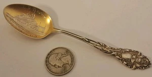 Antique Paye & Baker Sterling Silver BISMARCK N.D TRAIN DEPOT Souvenir Spoon - Picture 1 of 7