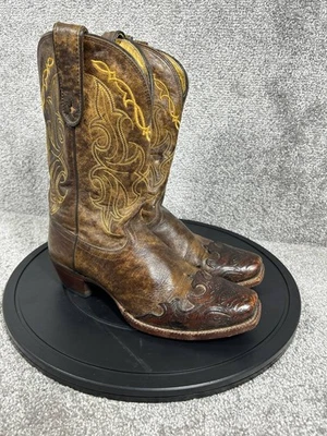 Botas Tony Lama De Colección Para Mujer Talla 9 B Cuero Tooled Marrón Vaquera Foto 1 de 4