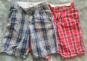 2 Oshkosh Cargo Plaid Bermuda Shorts Boys Sz 12 Reg Adj Waist Z1009 - Picture 1 of 21