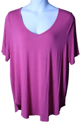 Maurices 24/7 Hi-Lo Tunic Tee Pink Speckled Print Size 2 (K7) - Image 1 of 4