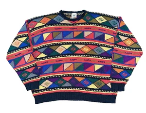 Vintage 90s MACKINAW Pullover Sweater Herren XL Mehrfarbig Geometrisch Leinenmischung - Bild 1 von 3