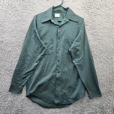 BIG MAC Vintage 70s Workwear Shirt JCPenny Men Large Green *Small Holes - Image 1 of 4