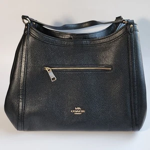 Coach Kristy Black Pebbled Leather Shoulder Handbag Purse (C6231) - Picture 1 of 22