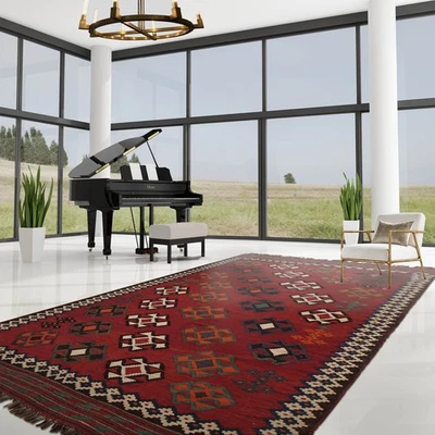 Alfombra hecha a mano Southwestern Kilim 100 % lana corredor 4'9"x10'6" Foto 1 de 4