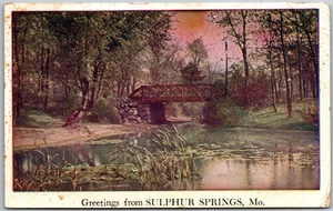 1925 Grüße aus Schwefelquellen Brücke Wasser Missouri Postkarte I890 - Bild 1 von 2