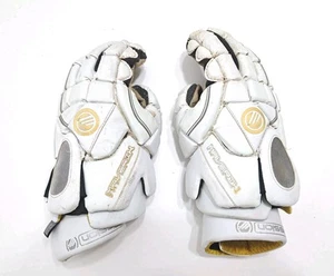 Maverik Lacrosse 13" Gloves White Yellow Mission Padded Gloves - Picture 1 of 6