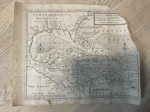 1745 Chart Of Ye West-Indies Islands Americas Map Pirates Herman Moll - Picture 1 of 7