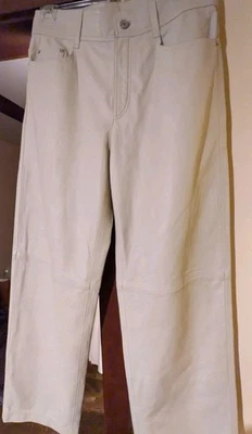 MASSIMO DUTTI Sheepskin Leather Pants Sz S UK 10 CEMENT White - Image 1 of 4