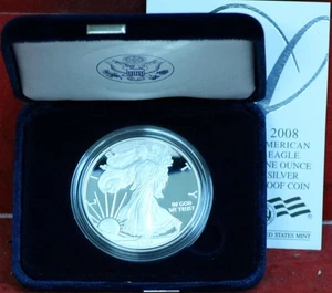 Uncirculated Proof 2008-W American Eagle Silver One Dollar - Picture 1 of 2