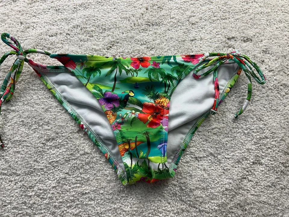 Parte inferior de bikini OP para mujer pequeña floral tropical corbata lateral natación ropa de playa OPS34510B Foto 1 de 4