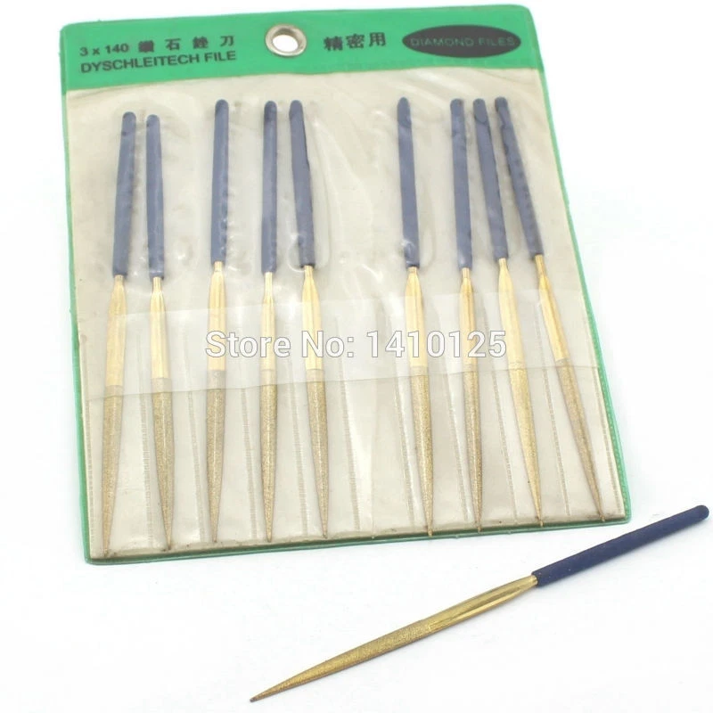 10Pcs 5-1/2" 140 MM x 3 MM HALF ROUND Diamond Coated Needle Saw Files Titanium - Image 1 of 4