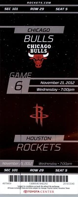 Chicago Bulls vs Houston Rockets 11/21/2012 Ticket James Harden 28 Points - Image 1 of 2
