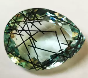 Large Black Rutilated Quartz Pear Cut 76.25ct Loose Gemstone for Wire Wrapping - Picture 1 of 7