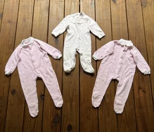 Vintage 80's English Baby girls size 80 cm 6-12 months pink Sleepers One Pieces - Picture 1 of 21