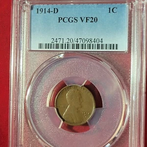 Centavo Lincoln D 1914 pcgs VF20 - Imagen 1 de 5