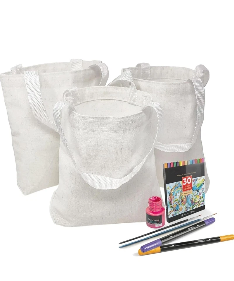 Podzly 12 Hágalo Usted Mismo Mini Bolsas de Lona en Blanco - 8"X 8"  Foto 1 de 1