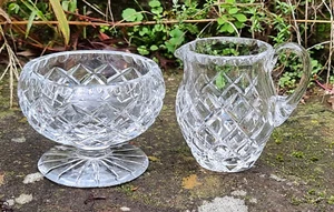 Delightful Vintage Diamond Cut Lead Crystal Creamer and Sugar Set - Picture 1 of 7