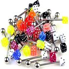 10x Stainless Steel DICE Top Labret Bars Lip Studs Tragus Ear Rings Monroe 